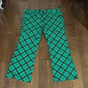 NWT Wild Fable green black plaid low rise   Flare pants sz 18